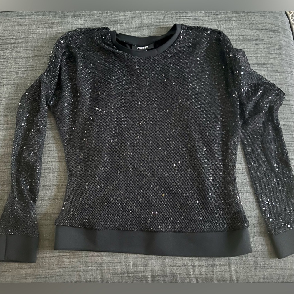 DKNY ladies black sequined top